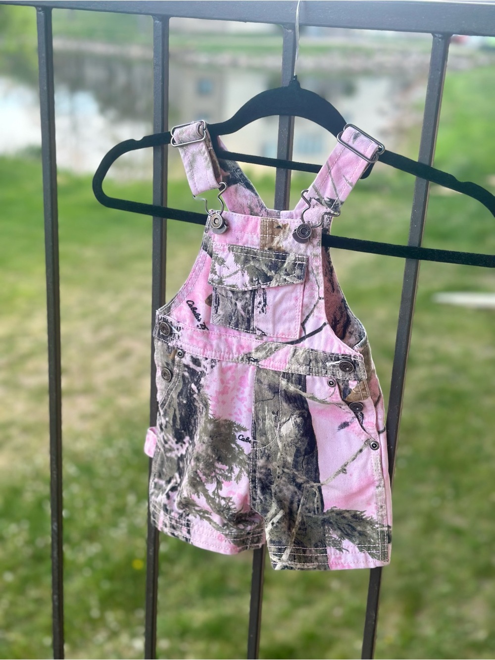 6-12M Cabela's Baby Denim Pink Camo Hunting Overalls